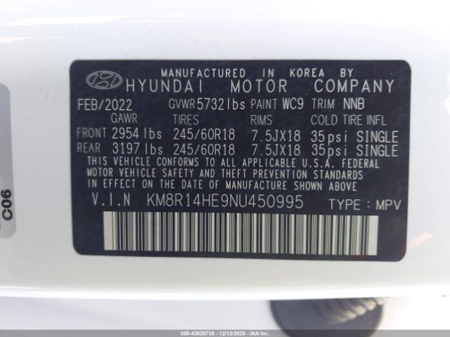 2022 HYUNDAI PALISADE KM8R14HE9NU450995 Photo 8