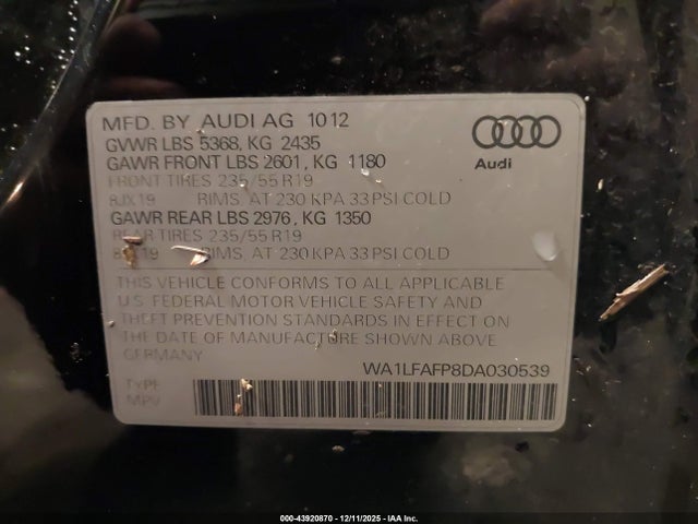 2013 AUDI Q5 WA1LFAFP8DA030539 Photo 8