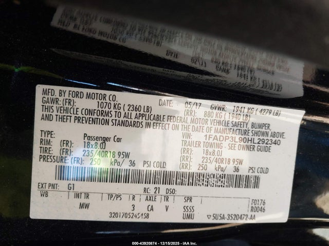 2017 FORD FOCUS ST 1FADP3L90HL292340 Photo 8