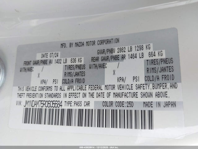 2024 MAZDA MX-5 MIATA RF JM1NDAM75R0605684 Photo 8