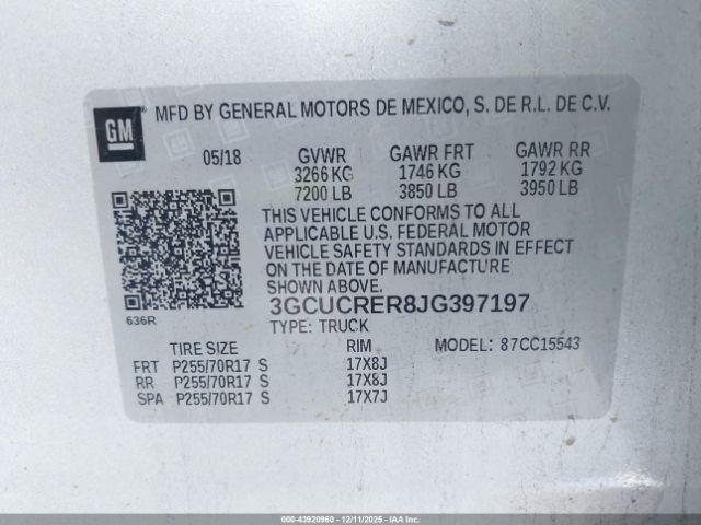 2018 CHEVROLET SILVERADO 1500 3GCUCRER8JG397197 Photo 8