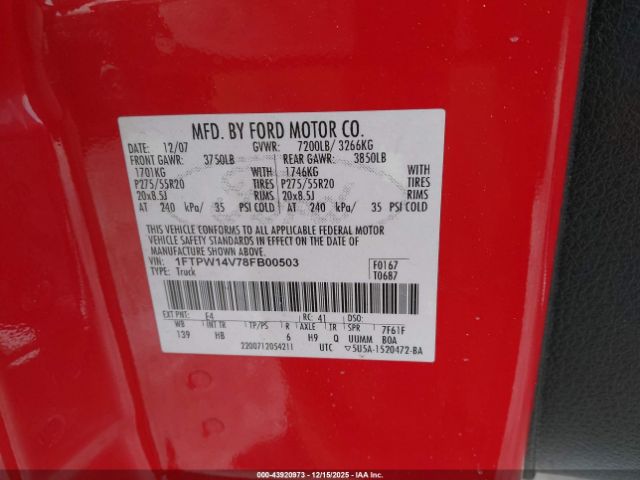 2008 FORD F-150 1FTPW14V78FB00503 Photo 8