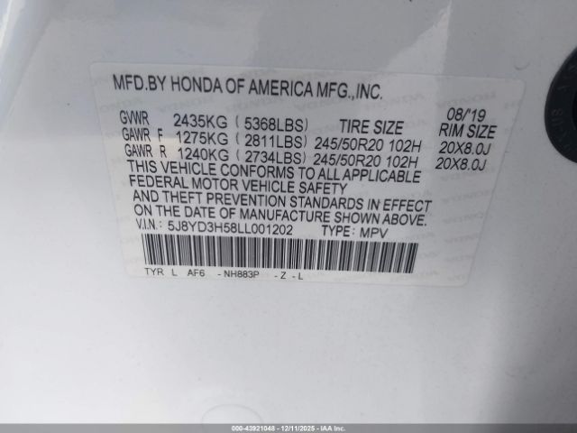 2020 ACURA MDX 5J8YD3H58LL001202 Photo 8