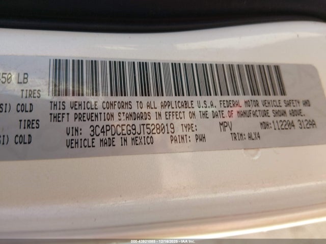 3C4PDCEG9JT528019 Dodge JOURNEY GT