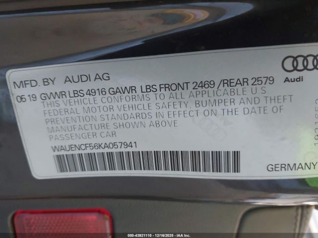 2019 AUDI A5 WAUENCF56KA057941 Photo 8
