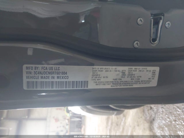 Продаж на аукціоні авто 2024 Jeep Compass Limited 4x4, vin: 3C4NJDCN6RT601804, номер лоту: 43921149