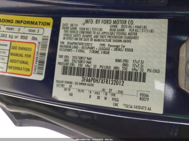 2015 FORD FUSION 3FA6P0H7XFR132012 Photo 8