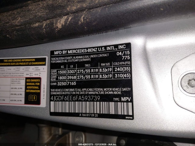 Mercedes-Benz Gl 450 4matic 2015 4JGDF6EE6FA593739 Image 9