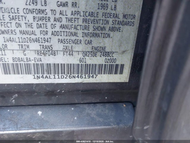 2006 NISSAN ALTIMA 1N4AL11D26N461947 Photo 8