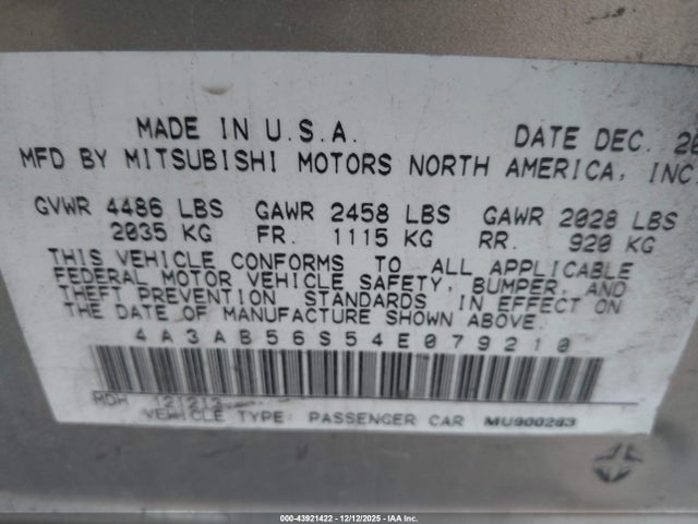 2004 MITSUBISHI GALANT 4A3AB56S54E079210 Photo 8