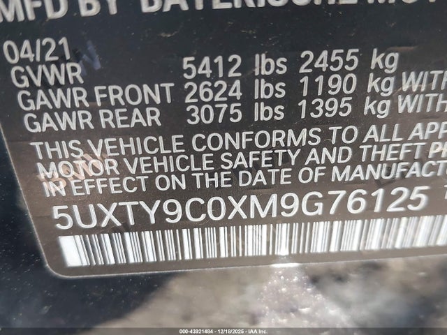 43921484 :رقم المزاد ، 5UXTY9C0XM9G76125 vin ، 2021 Bmw X3 M40i مزاد بيع