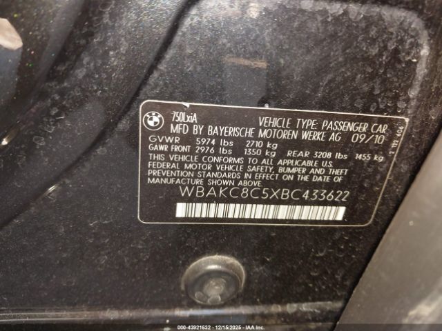 2011 BMW 750LI WBAKC8C5XBC433622 Photo 8