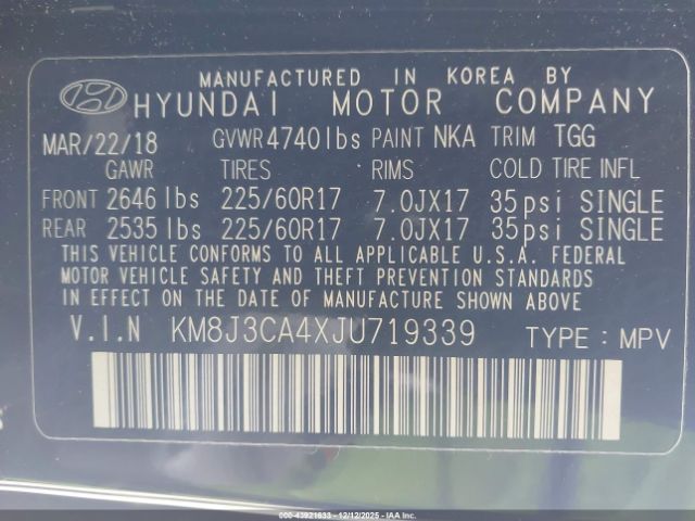 2018 HYUNDAI TUCSON KM8J3CA4XJU719339 Photo 8