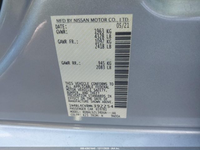 2021 NISSAN ALTIMA 1N4BL4CV8MN392254 Photo 8