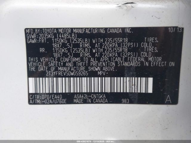 2013 TOYOTA RAV4 2T3YFREV5DW059265 Photo 8