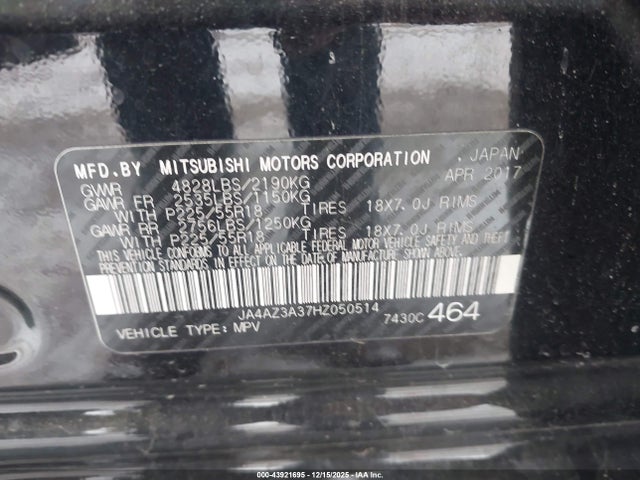2017 MITSUBISHI OUTLANDER JA4AZ3A37HZ050514 Photo 8