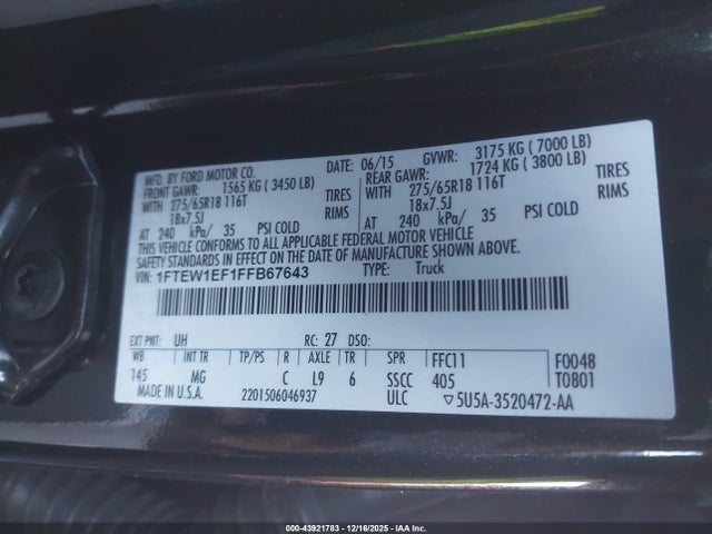 Ford F-150 Xlt 2015 1FTEW1EF1FFB67643 Image 9