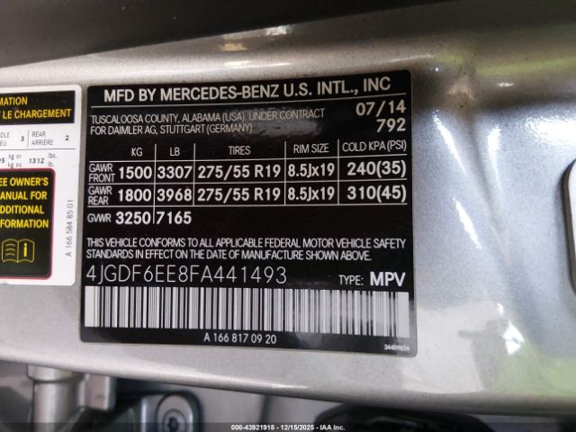 2015 MERCEDES-BENZ GL 450 4JGDF6EE8FA441493 Photo 8