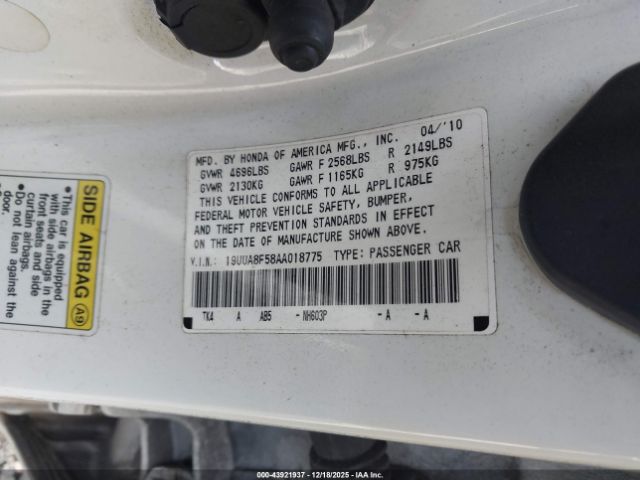 2010 ACURA TL 19UUA8F58AA018775 Photo 8
