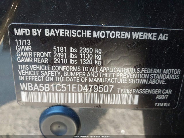 BMW 535i 2014 WBA5B1C51ED479507 Image 9