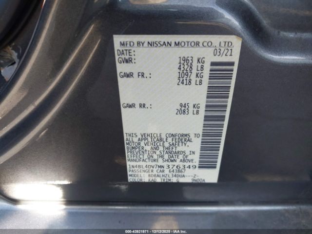 2021 NISSAN ALTIMA 1N4BL4DV7MN376349 Photo 8