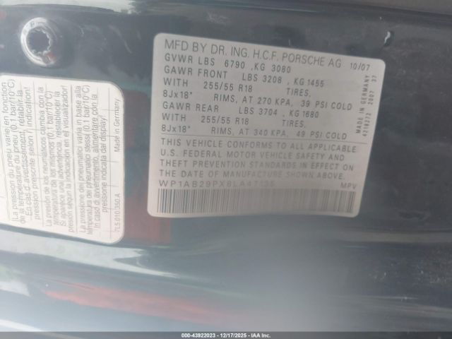 2008 PORSCHE CAYENNE WP1AB29PX8LA47135 Photo 8