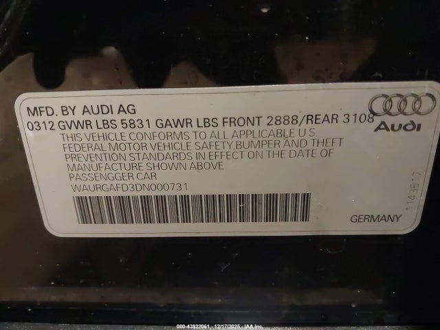 2013 AUDI A8 L WAURGAFD3DN000731 Photo 8