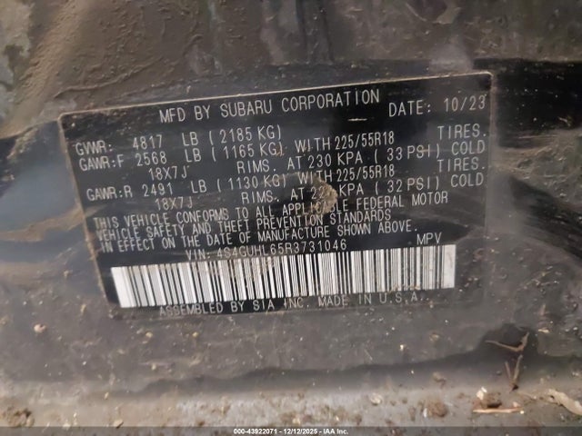 4S4GUHL65R3731046 Subaru Crosstrek Limited