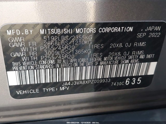 2023 MITSUBISHI OUTLANDER JA4J3VA8XPZ009933 Photo 8