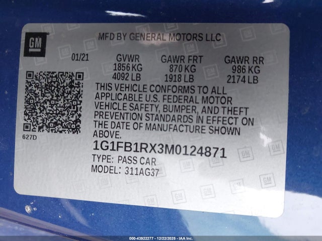 2021 CHEVROLET CAMARO 1G1FB1RX3M0124871 Photo 8