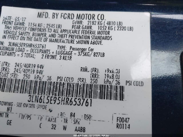 2017 LINCOLN MKZ 3LN6L5E95HR653761 Photo 8