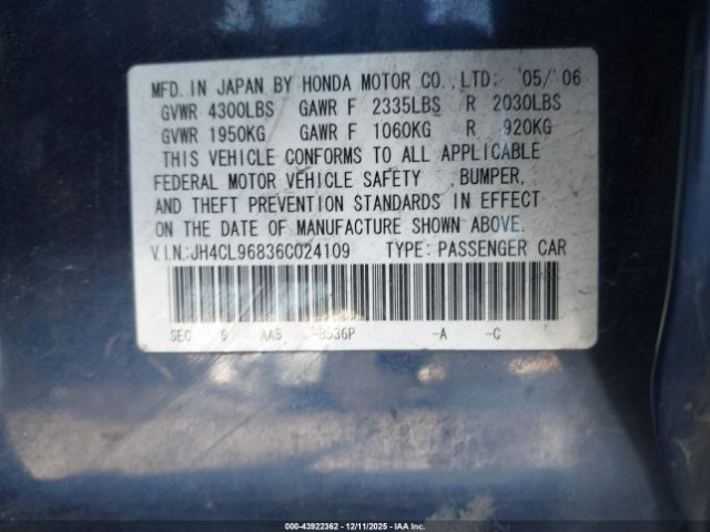 2006 ACURA TSX JH4CL96836C024109 Photo 8