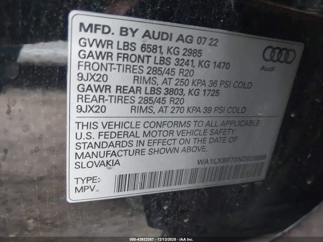 2022 AUDI Q7 WA1LXBF73ND020858 Photo 8
