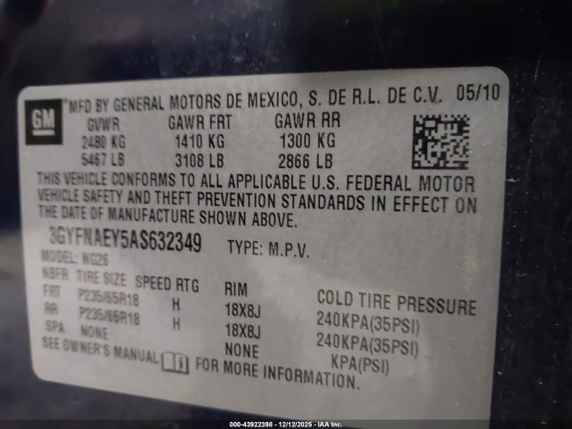 2010 CADILLAC SRX 3GYFNAEY5AS632349 Photo 8