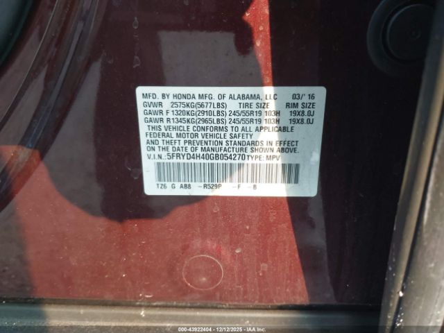 2016 ACURA MDX 5FRYD4H40GB054270 Photo 8