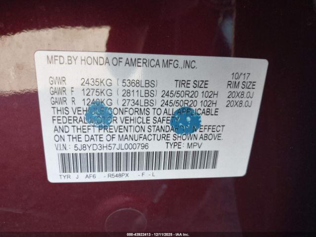 2018 ACURA MDX 5J8YD3H57JL000796 Photo 8