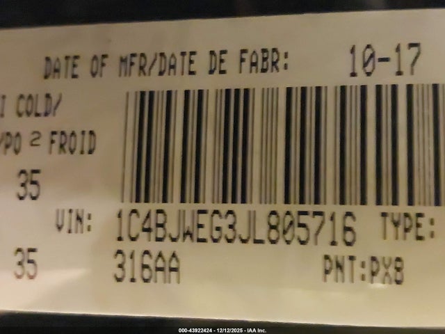 2018 JEEP WRANGLER JK UNLIMITED 1C4BJWEG3JL805716 Photo 8