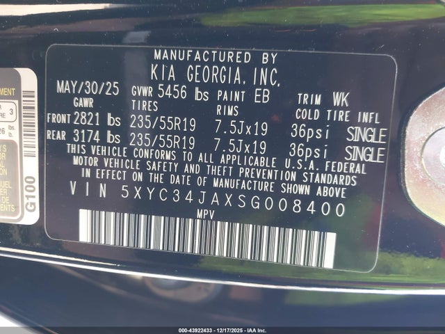 2025 KIA EV6 5XYC34JAXSG008400 Photo 8