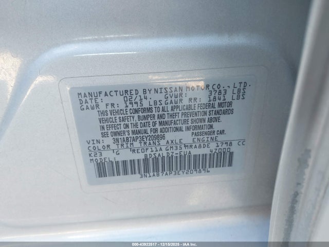 Nissan SENTRA SV 2014 3N1AB7AP3EY209896 Image 9