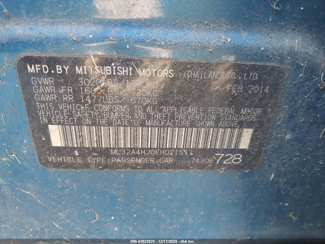 2014 MITSUBISHI MIRAGE ML32A4HJ0EH021517 Photo 8
