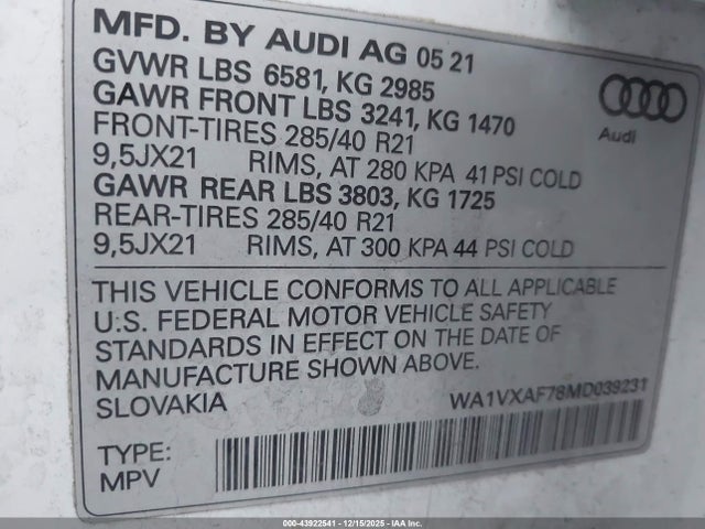 2021 AUDI Q7 WA1VXAF78MD039231 Photo 8