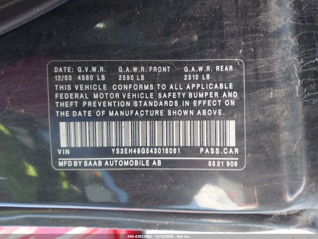 2004 SAAB 9-5 YS3EH49G543018061 Photo 8