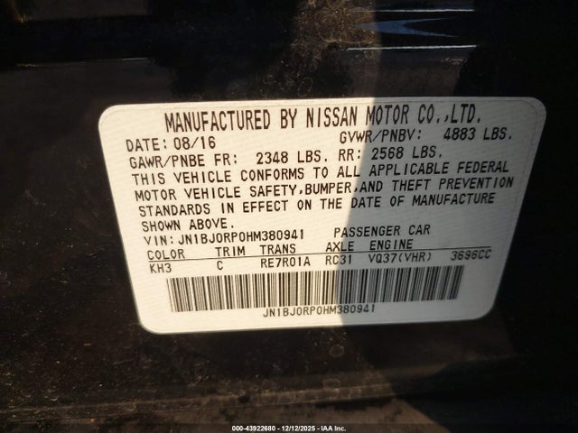 JN1BJ0RP0HM380941 Infiniti QX50