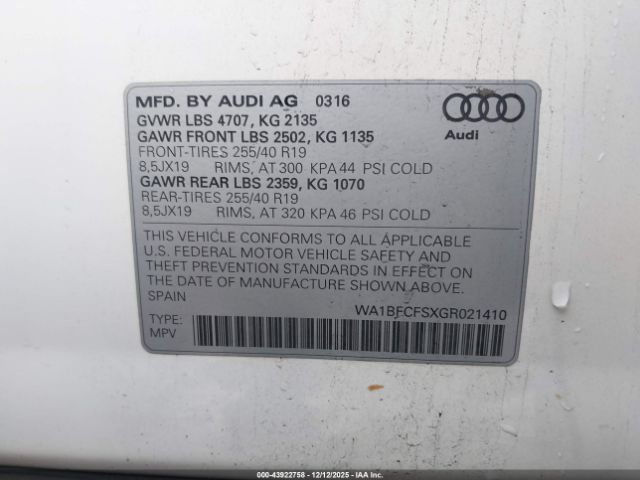 2016 AUDI Q3 WA1BFCFSXGR021410 Photo 8