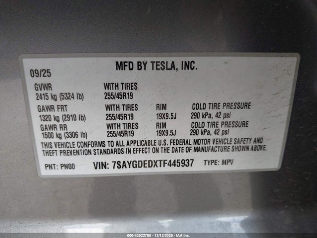 2026 TESLA MODEL Y 7SAYGDEDXTF445937 Photo 8