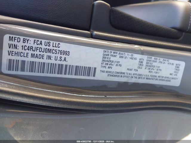 2021 JEEP GRAND CHEROKEE 1C4RJFDJ0MC576993 Photo 8