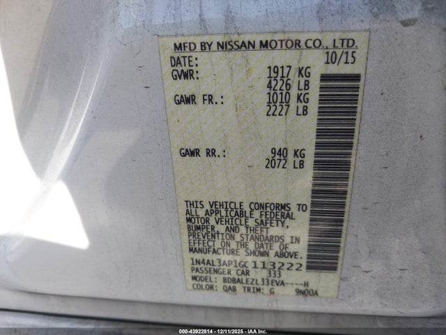 Nissan Altima 2.5 S 2016 1N4AL3AP1GC113222 Image 9