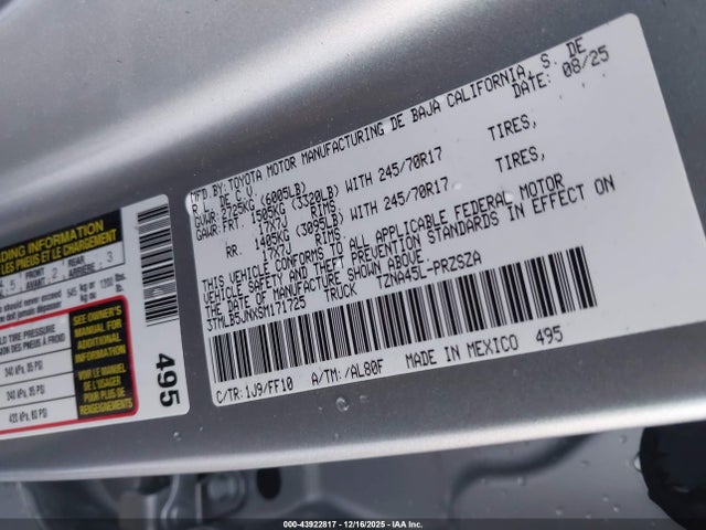 Toyota Tacoma Sr5 2025 3TMLB5JNXSM171725 Image 9