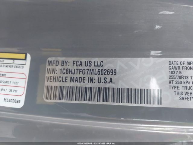 2021 JEEP GLADIATOR 1C6HJTFG7ML602699 Photo 8