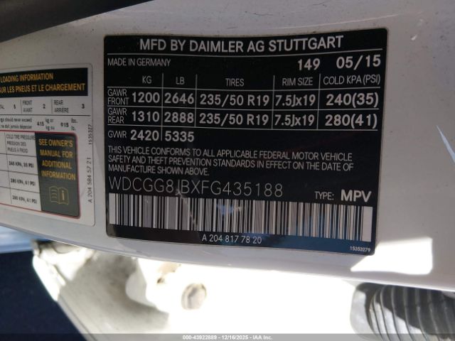 2015 MERCEDES-BENZ GLK 350 WDCGG8JBXFG435188 Photo 8